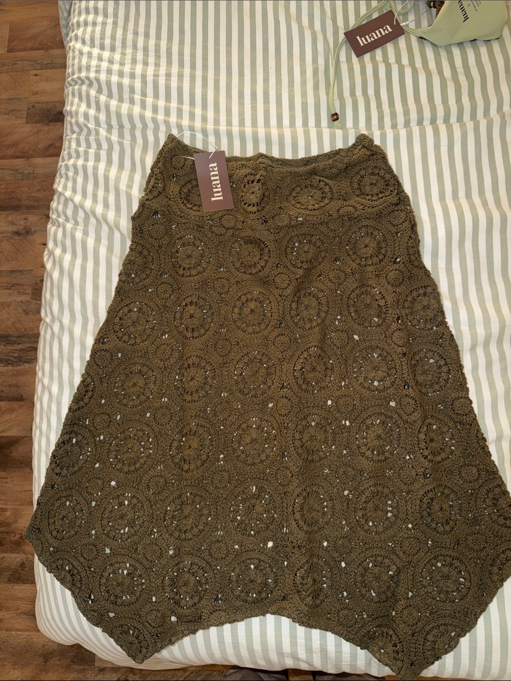 Luana Olive Crochet A-Line Women's Skirt